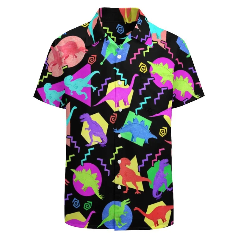 Turtle Graphic Shirts For Men Clothing 3D Print Hawaiian Beach Shirt Short Sleeve Y2k Cute Kids Flower Tops Clothes Lapel Blouse