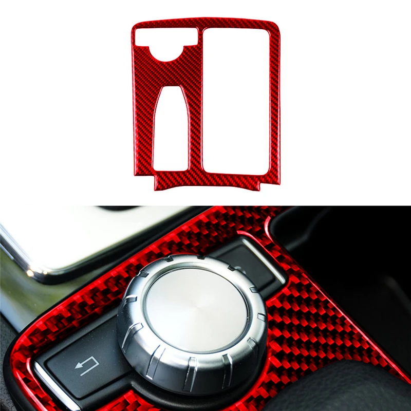 For Mercedes Benz W204 W205 W211 W203 C E GLA GLC 2007-2014 Carbon Fiber Red Stickers Car Interior Decorative Accessories