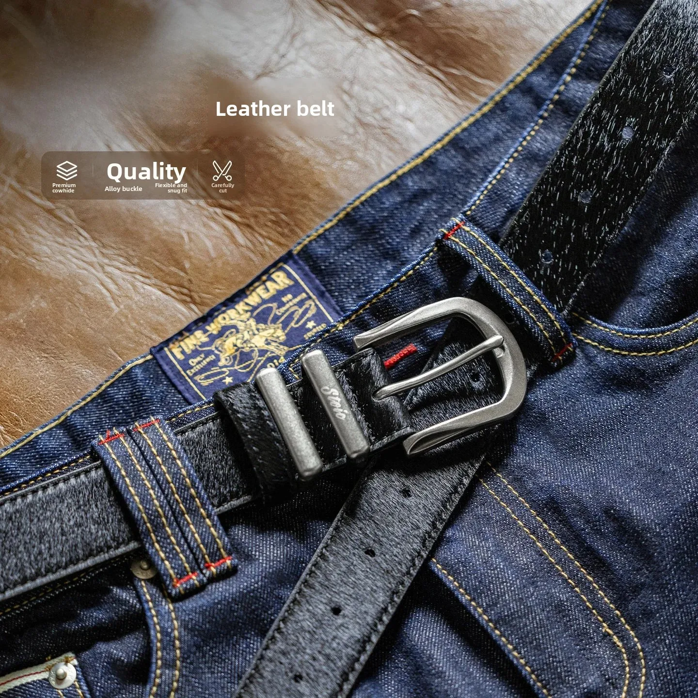 mra-men's-belt-double-sided-genuine-leather-hair-sensation-top-layer-cowhide-waist-belt-for-pants-needle-buckle-waist-belt