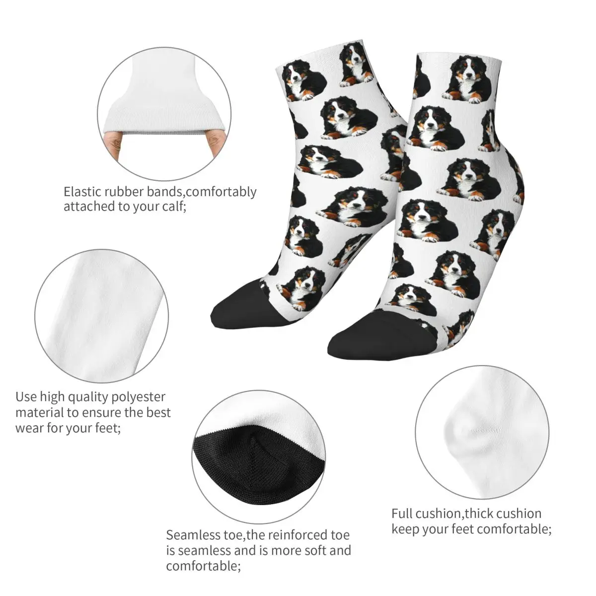 Calcetines para cachorros de perro de montaña bernés, medias absorbentes del sudor Harajuku, calcetines para todas las estaciones, accesorios para regalos para hombre y mujer