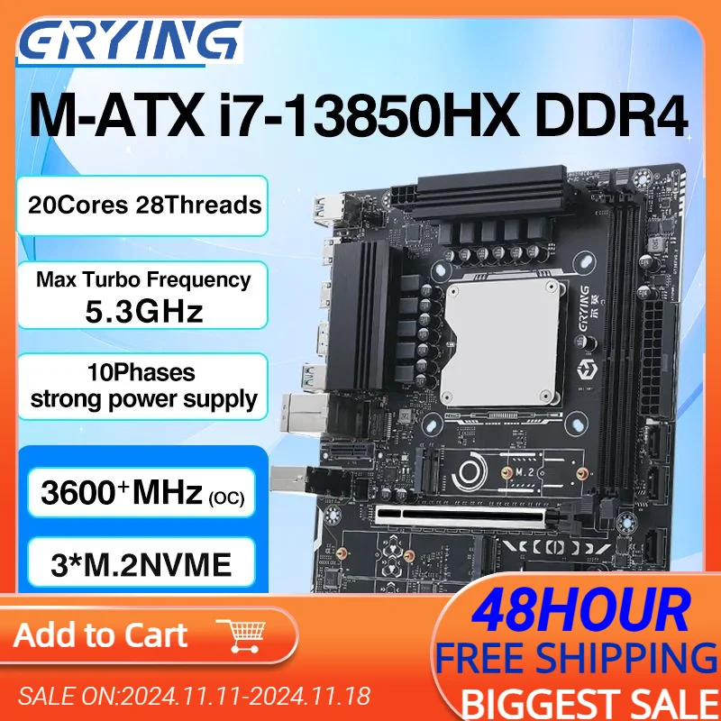 DIY Gaming Computer ERYING Motherboard CPU RAM COMBO kit i7 13850HX 20C28T DDR4 RAM Memory Desktop placa mae PC Gamer pr9