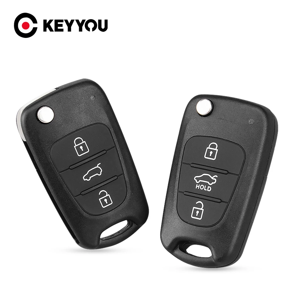 

KEYYOU 10pcs Flip Key Shell For Kia K2 K5 For Hyundai Avante I30 IX35 Kia K2 K5 Sorento Sportage 3 Button Car Folding Key Case