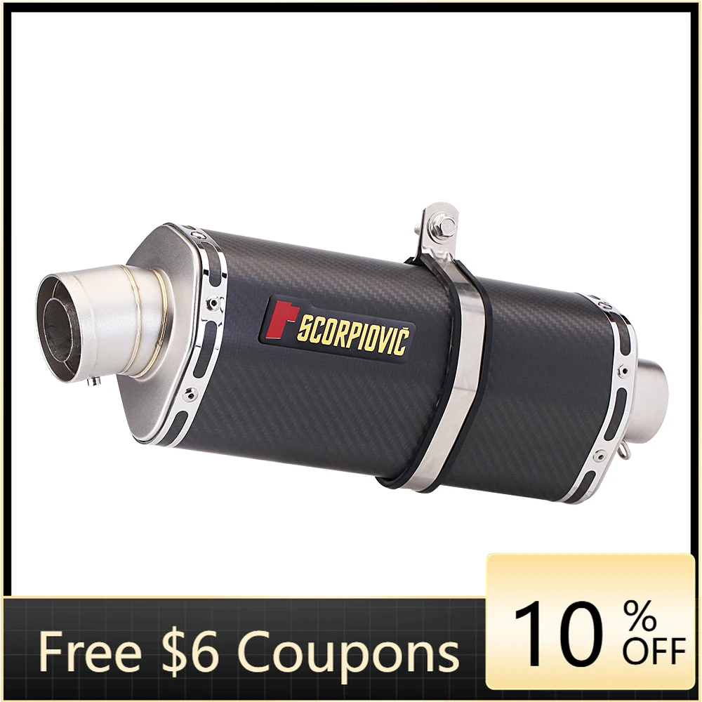 

STLF AK High Quality Carbon Fiber Universal Motorcycle Muffler Exhaust Pipe Modified for 36-51mm Universal Exhaust