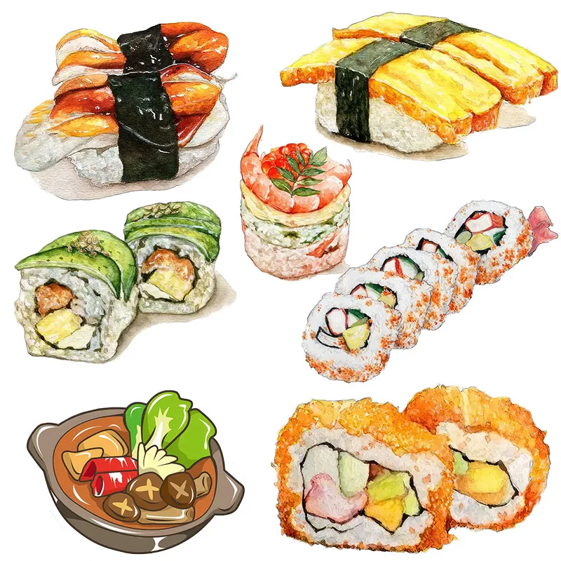 Three Ratels CC69 Hand-painted Japanese cuisine sushi self-adhesive paper kitchen refrigerator decal food shop decoration