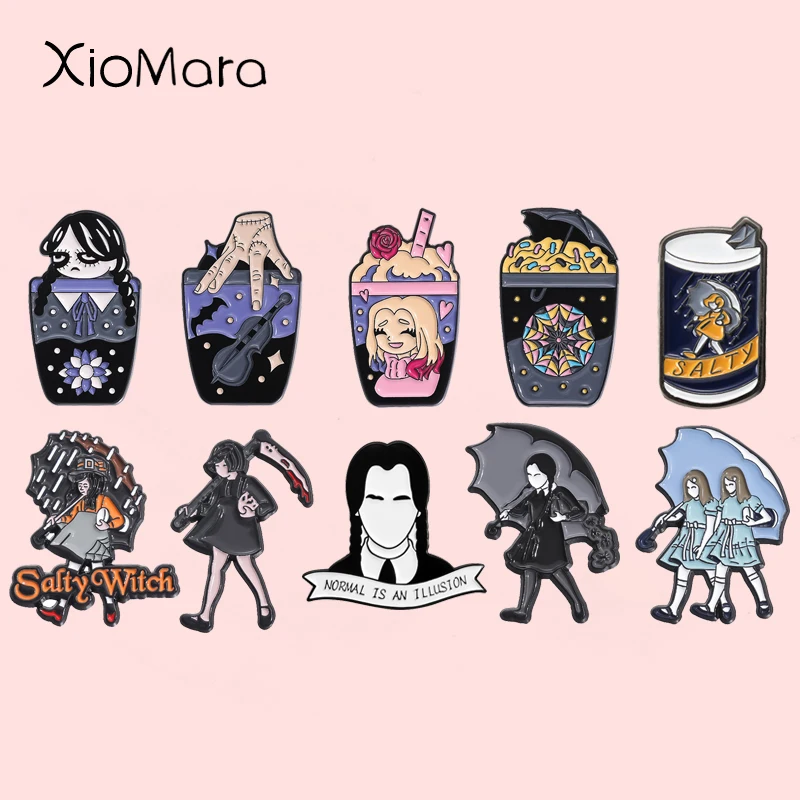 Gothic Family Comedy Enamel Pins Dark Healing Movie Metal Badge Lapel The Nightmare Before Christmas Collection Jewelry Gift