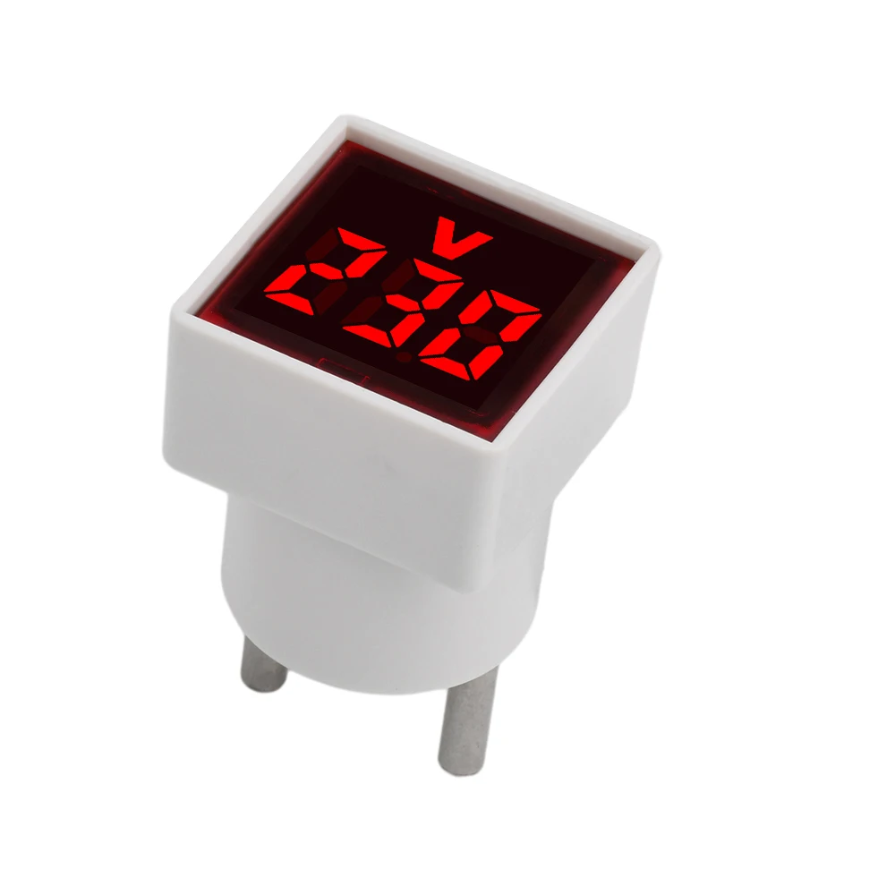 Square Voltmeter Digital Voltage Tester Monitor EU Plug LED Display Voltmeter Indicator Light Electrical Instruments AC 50V-500V