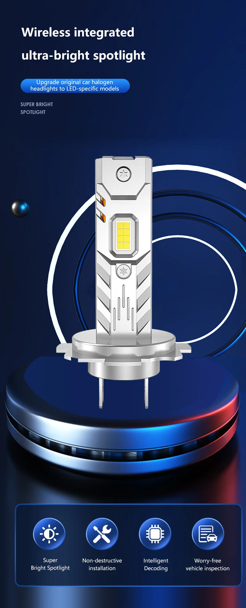 H7 H4 H1 Led Scheinwerfer Lampen Mini Wireless 4500000LM 6000K CSP für Auto Scheinwerfer Auto Diode Lampen H11 9006 led 12V Automobil – Detail 1