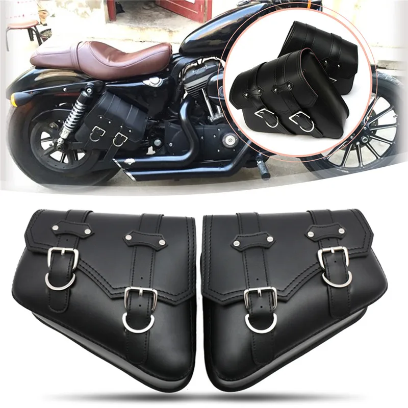 2X Left/Right  Black Motorcycle Saddlebags Throw Under Seat Side Tools Luggage Bag Pouch For Honda/Yamaha/Suzuki