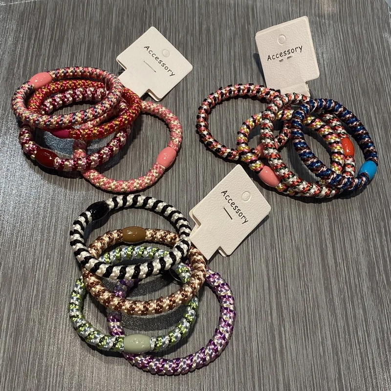 4 teile/satz Frauen hohe elastische haargummi weben Gummibänder für Armbänder dickes Haar Seil Knekkies Mode Knekki Haar Elastiek