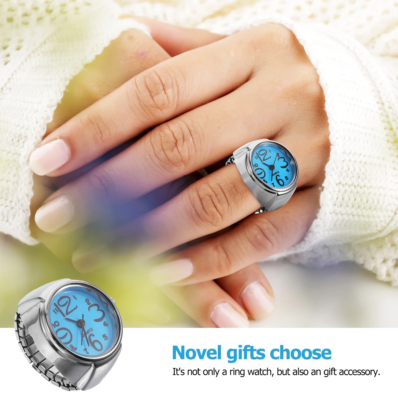 ساعة دائرية مكونة من قطعتين لإكسسوارات شخصية عصرية، عرض أرقام كبيرة، سهلة القراءة، مجوهرات يمكن ارتداؤها في الوقت للاستخدام اليومي