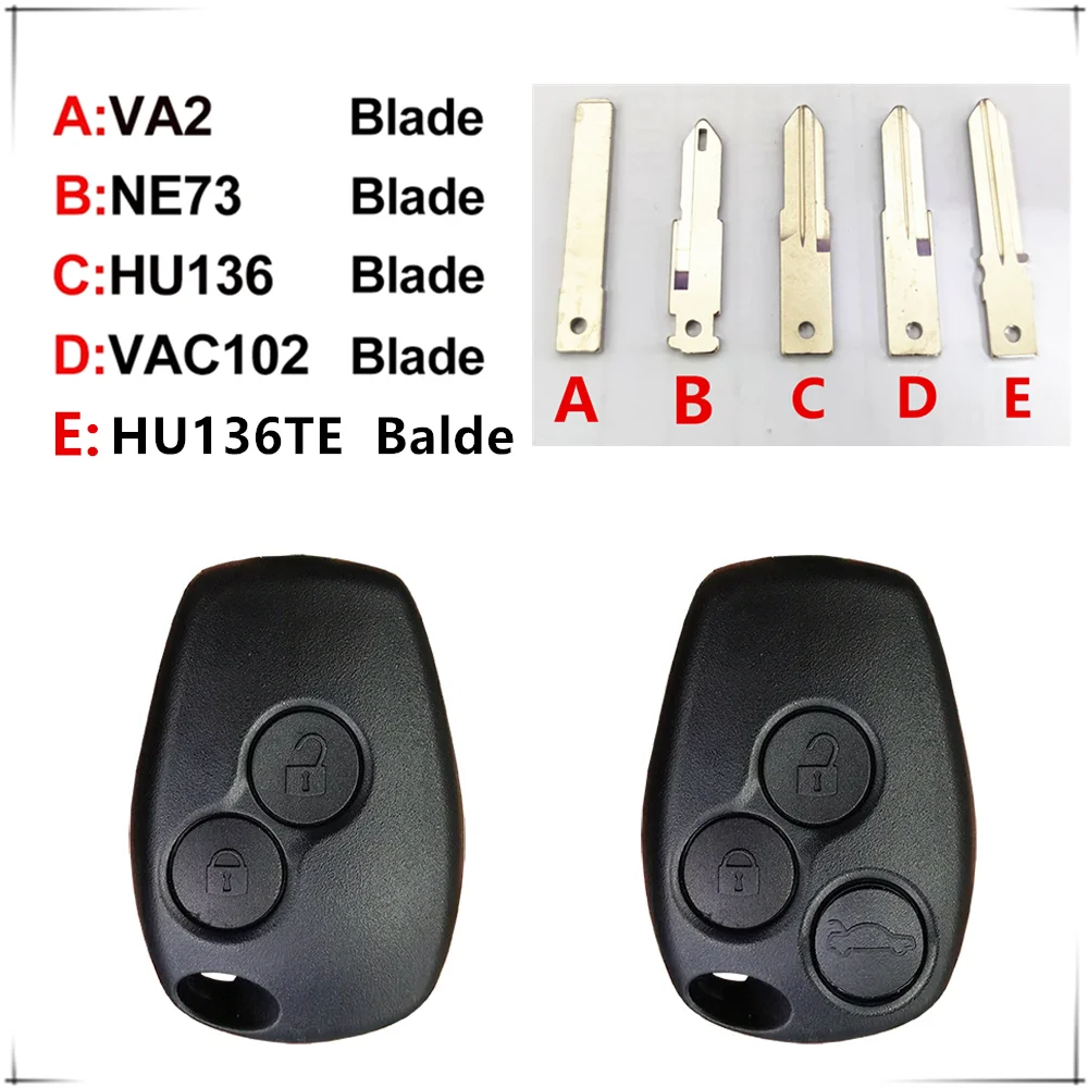 

Корпус автомобильного ключа с 2/3 кнопками для Renault Trafic, Vivaro, Primastar, Movano, Kangoo 2, Clio, с лезвием HU136TE/HU136/VAC102/NE73/VA2
