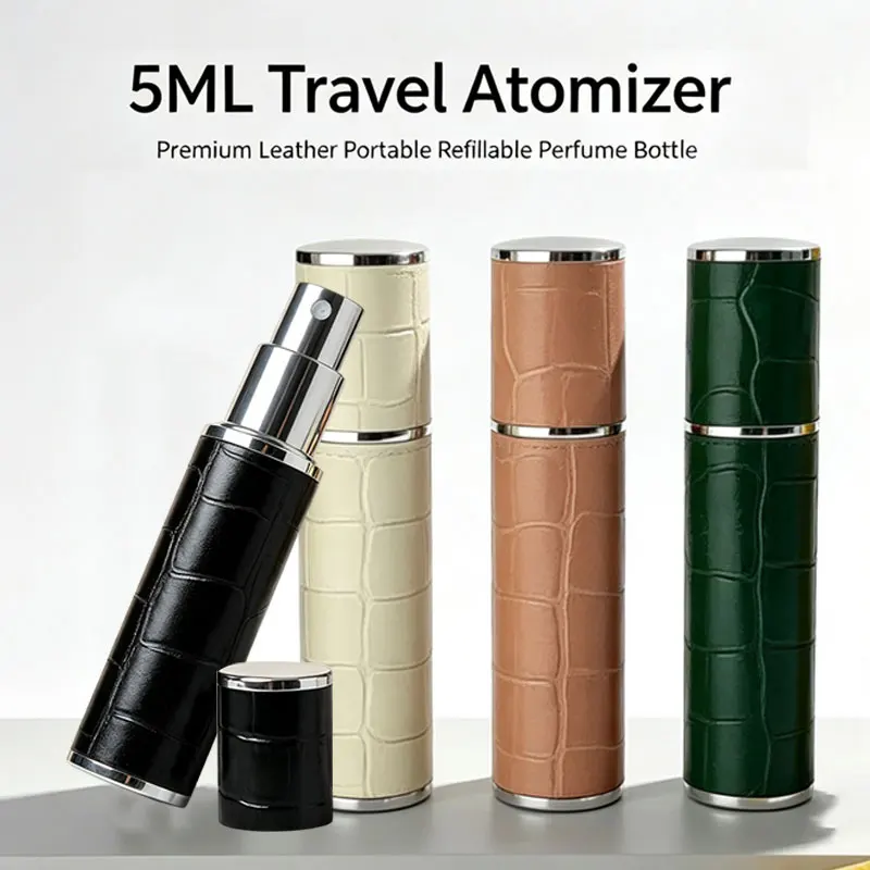 5ml Leather Perfume Atomizer Bottle Portable Refillable Fine Mist Spray Bottle Travel Mini Empty Perfume Sprayer Exquisite Gift