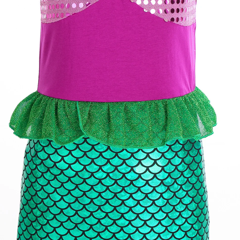 أطفال حورية البحر تأثيري حلي الترتر ذيل السمكة فستان الأميرة للفتيات هالوين حفلة عيد ميلاد كرنفال حفلة موسيقية فستان وتتسابق