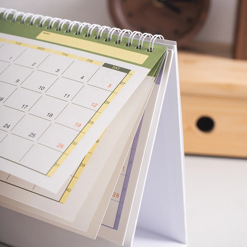 Gradient Desk Calendar 2026 English Version Calendar Creative Coil Calendar Planner Desktop Decoration Office Stationery