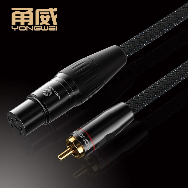 YONGWEI-Cable RCA a XLR de alta gama, Conector estéreo 6N para amplificador de altavoz, mezclador, 3 pines, hembra a RCA macho