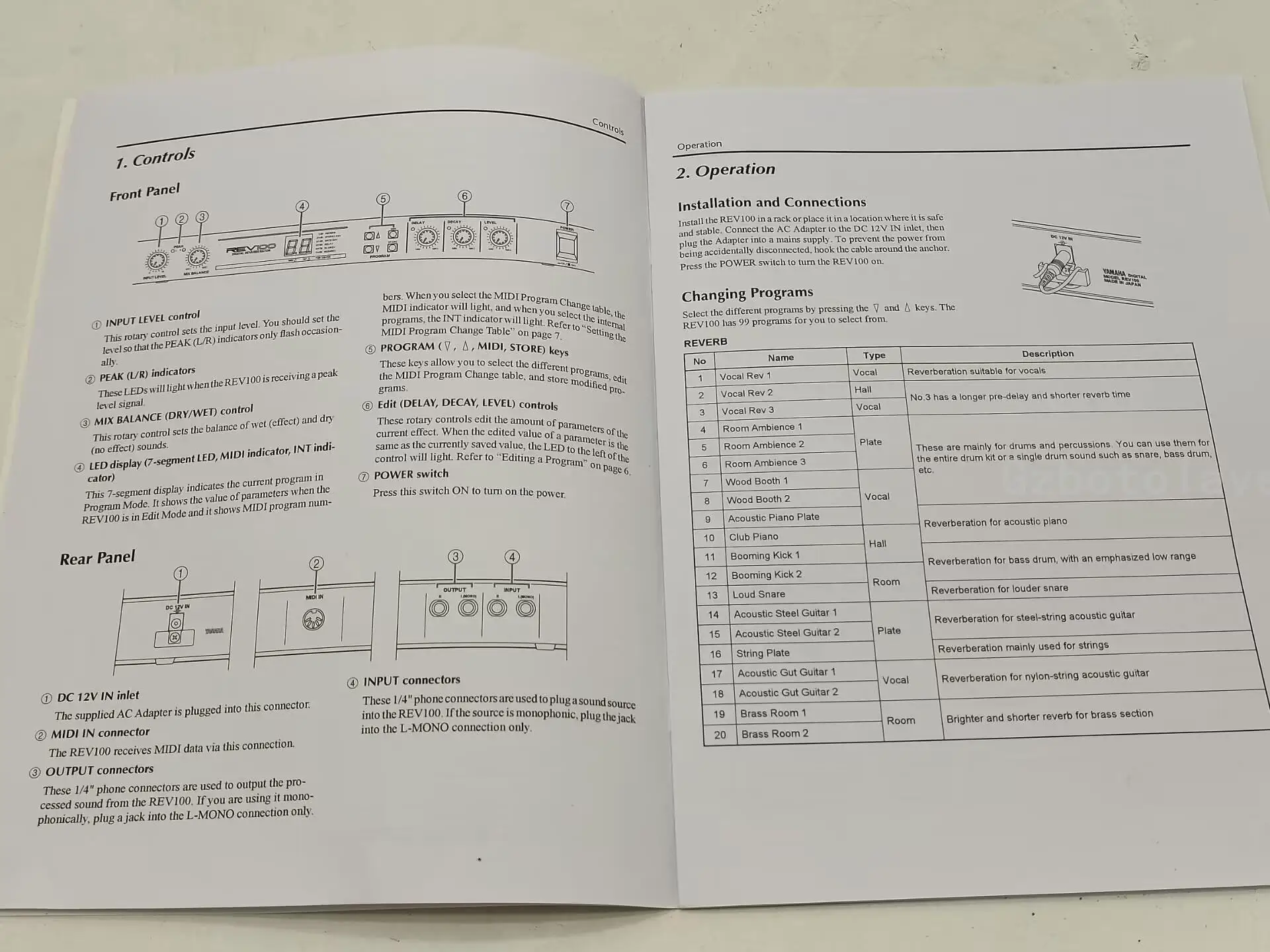 Prosesor reverberator digital efektor digital panggung KTV REV100DSP profesional dengan adaptor daya