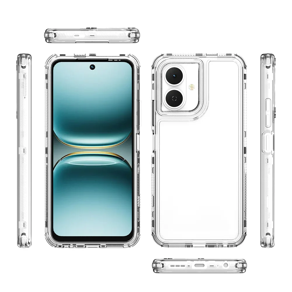 3 في 1 حافظة هاتف متينة مضادة للصدمات لهاتف Tecno Spark Go 2 Pop 10 4G إطار من البلاستيك الصلب غطاء خلفي من الأكريليك الشفاف من البولي يوريثان