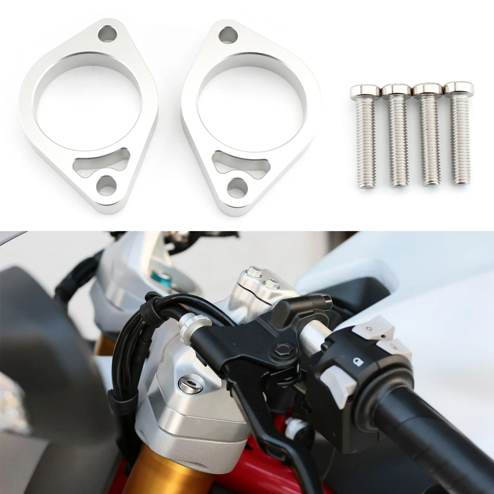 Image 4: Pour Ducati SuperSport 939 950 2017-2023 rehausseurs de guidon accessoires de moto Extension de rehausseur de guidon hauteur 15mm