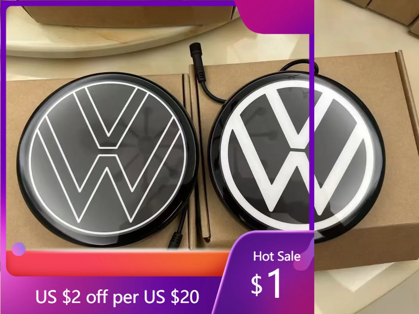 

Горячая новинка 2026: Светящаяся эмблема для Volkswagen Tiguan 2018-2024, совместимая с ACC/радаром для экстренного торможения