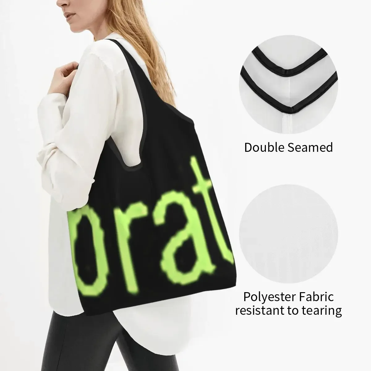 Brat (charlie Xcx) حقائب تسوق محمولة قابلة لإعادة الاستخدام حقيبة تسوق بقالة حقيبة يد حقيبة كتف