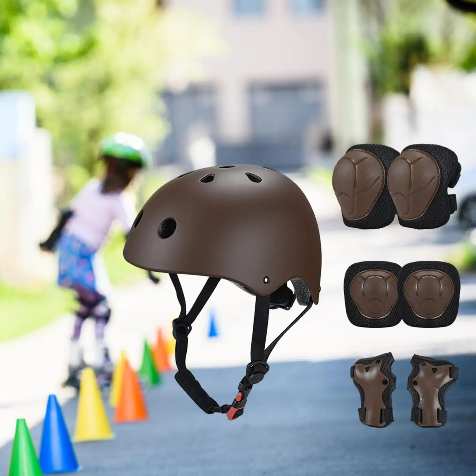 7 Pieces Protective Gears Kids Bike Helmet and Pads Set for Riding Scooter