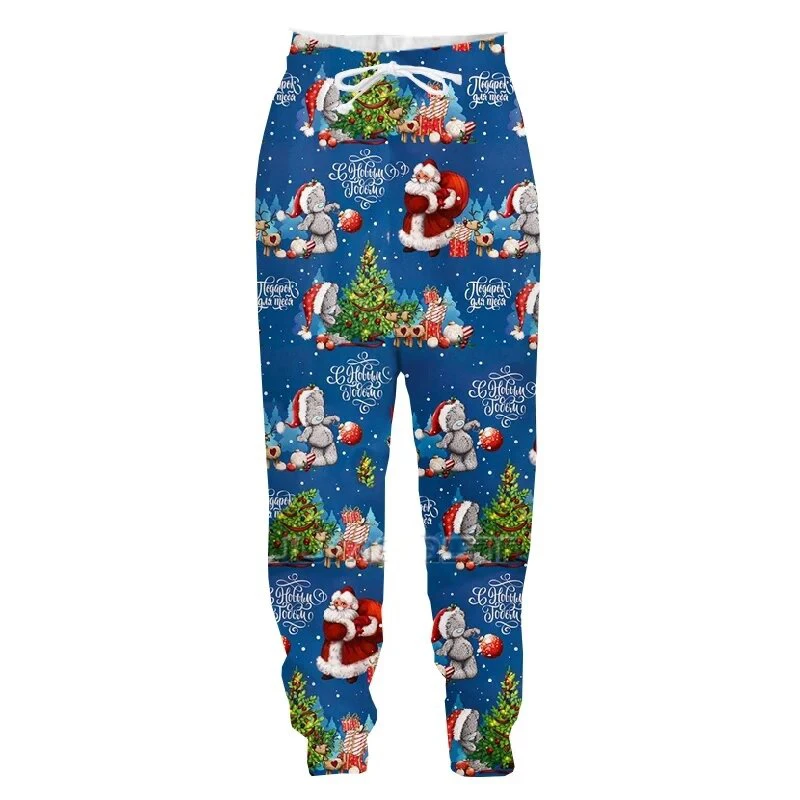 Fashion men's spring and autumn sports pants 3 Santa Claus D printed pants neutral street casual sports jogging pants Q0138