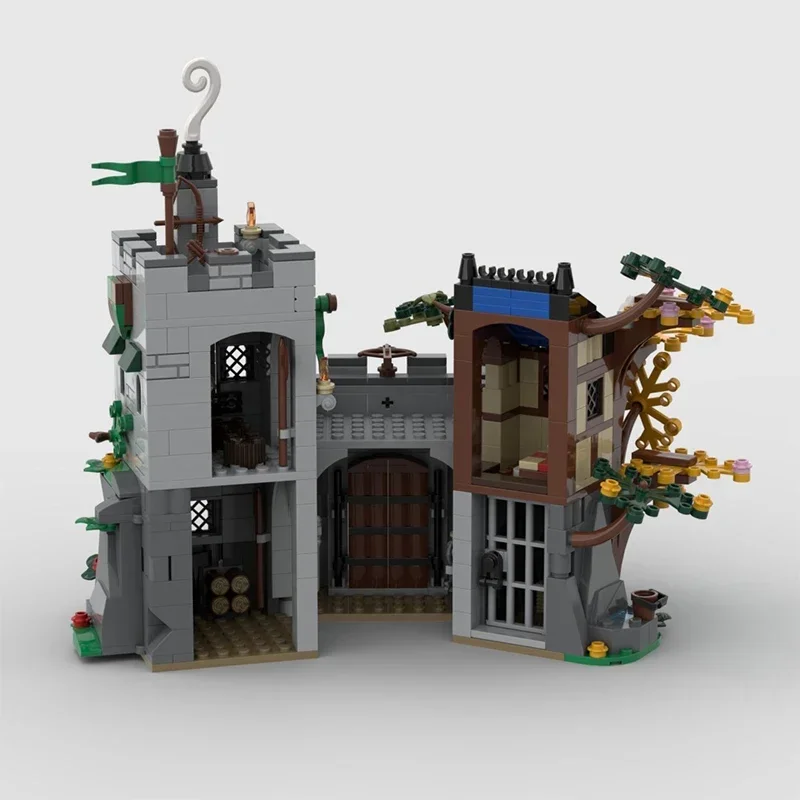 Modèle de château militaire médiéval, briques de construction MOC, technologie lavés-poste forestier, blocs modulaires, cadeau de Noël, ensembles de jouets de bricolage, assemblage