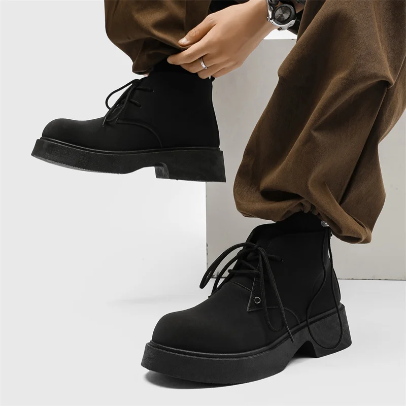 

Original Design 2024 New Street Teenagers Style Yellow Leather Height Increasing Shoes For Men's Daily Dress Hombre Casual