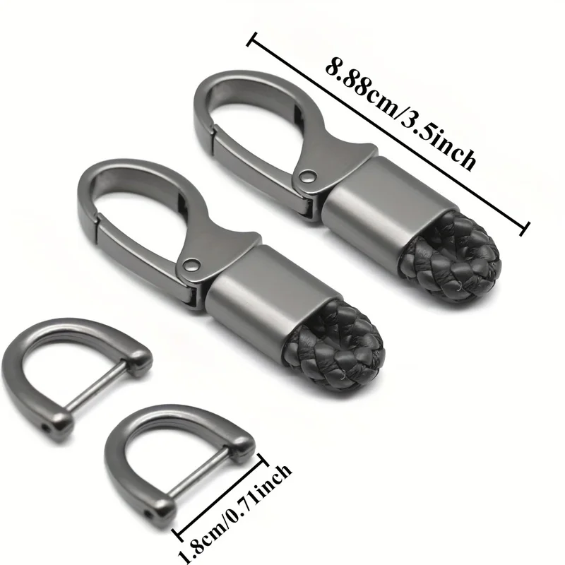 2-Pack Car Fob Keychains with Holder, Sturdy Metal D-Ring, 360-Degree Rotatable, Screwdriver Included