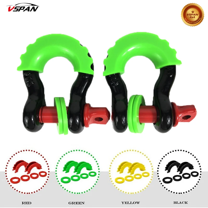 Green Shackle Isolators 2pcs with 4pcs Washers Fits Standard 3/4'' 5/8‘’ D Ring Shackles Protect from Damage & Prevents Rattling