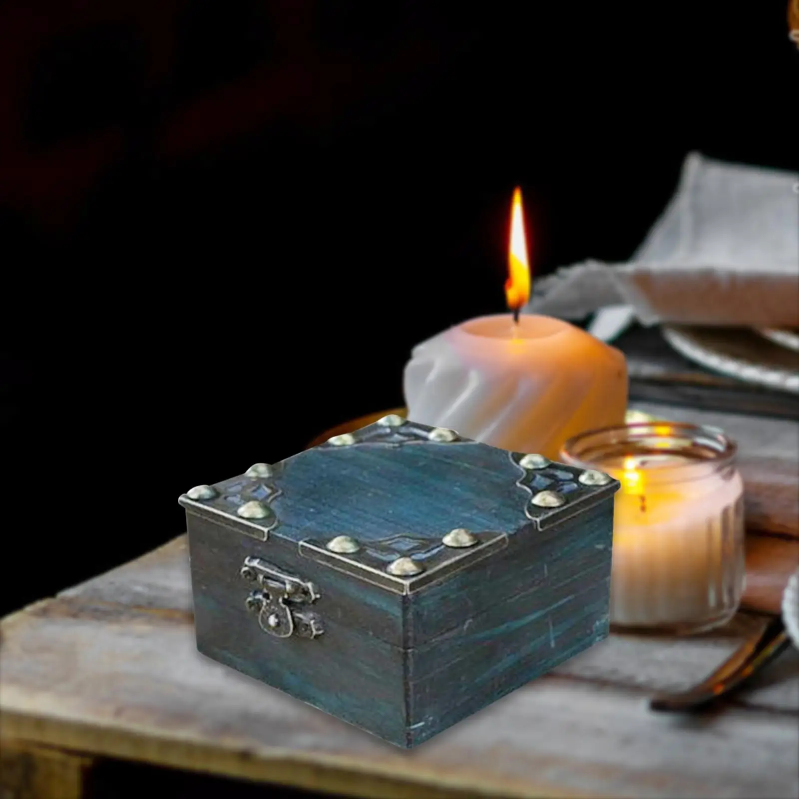 لعبة صندوق الكنز القراصنة باللون الأزرق المحمول متعددة الوظائف حاوية صندوق الكنز القابلة للجمع للقلائد والأقراط الحلي