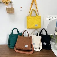 Minimalist Corduroy Shoulder Bag for Women Large Capacity Lightweight Adjustable Strap Daily Outings Commute Shopping Handbags
