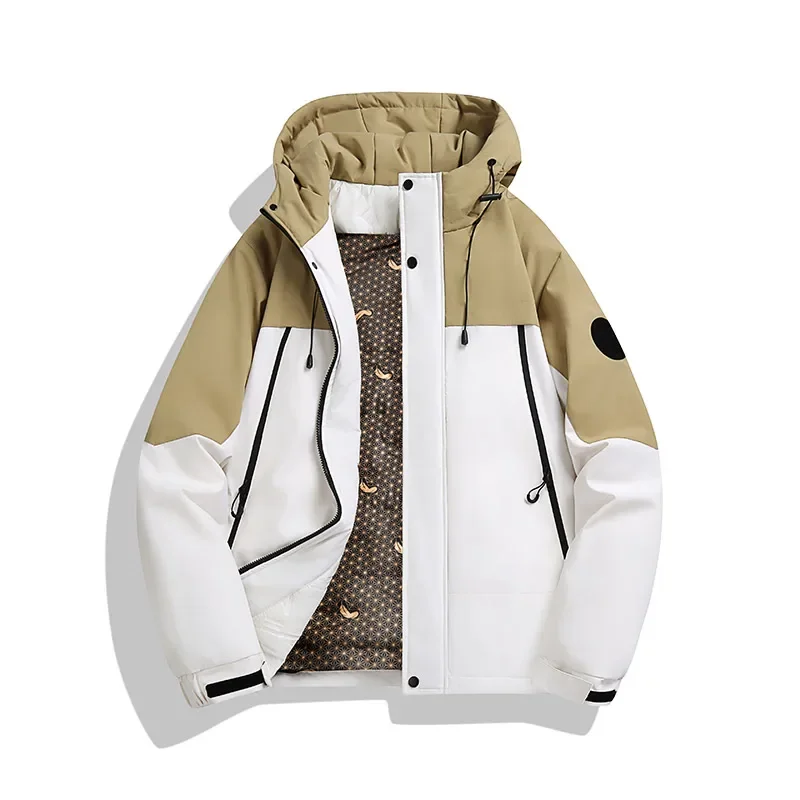 Fashion Hooded Hiking Down Jackets for Men Windproof Waterproof Camping Down Coats Outdoor Warm Male Clothes Casual All-match