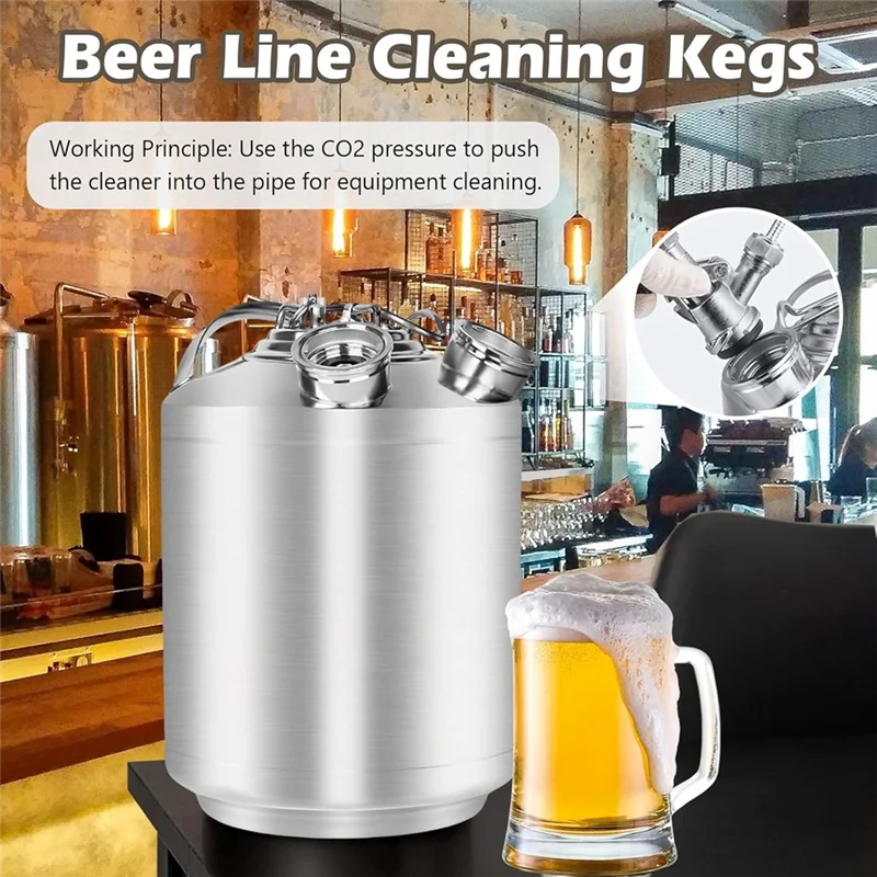 

Набор для чистки ABFI Kegerator, очиститель пивных линий, 2,5 галлона/10 л, бочонок из нержавеющей стали с 2 D-спирами