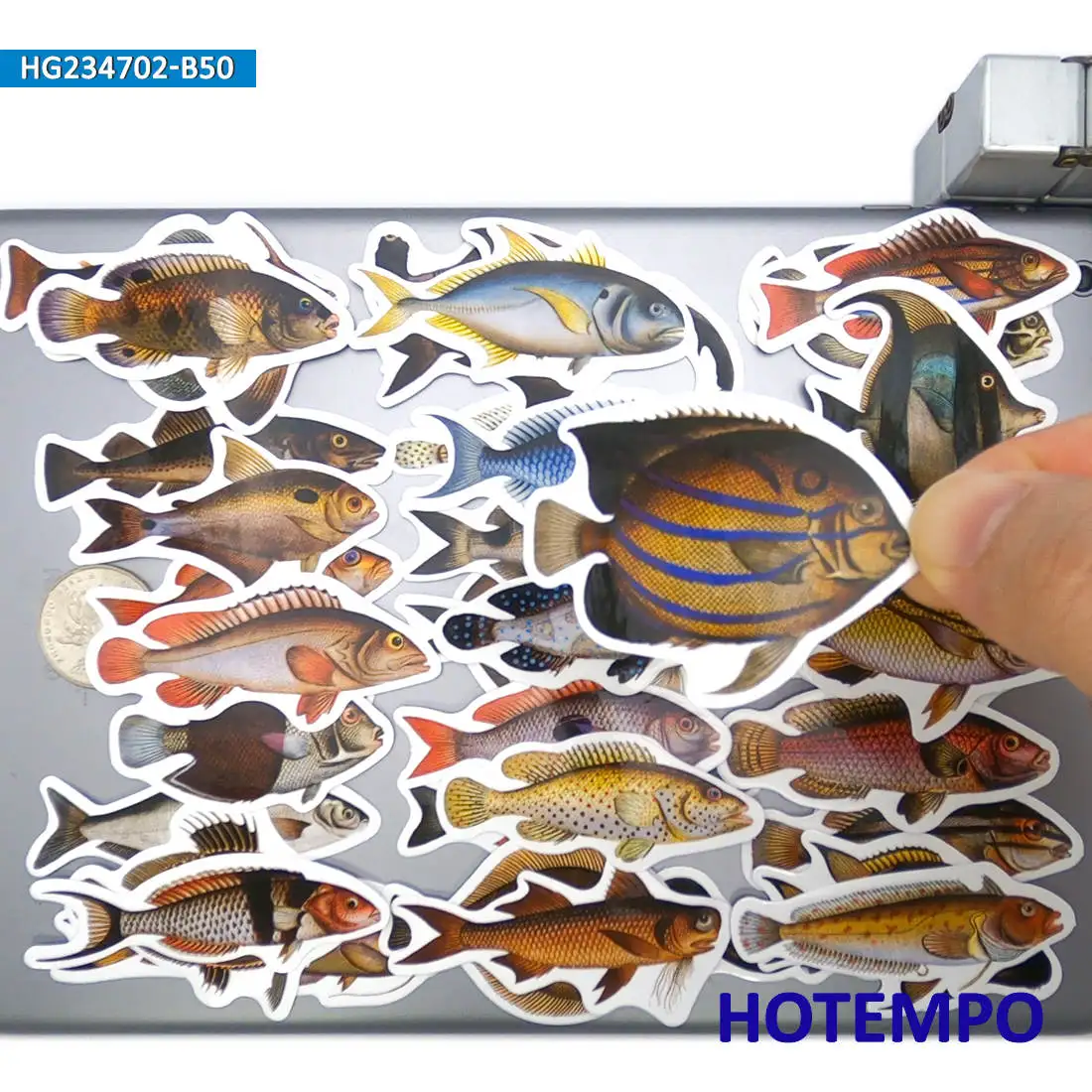 20/30/50PCS Mixed Sea Fish Stickers Specimen Style Fishing Decals for Fisherman Boats Luggage Car Bike Laptop Phone Sticker Toys