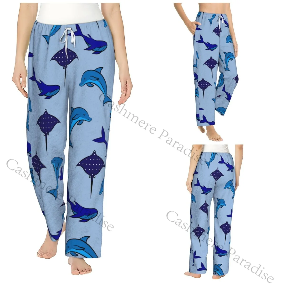 Dolphin Warm Women Pajama Pants Flannel Sleep Bottoms Soft Fleece Loungewear