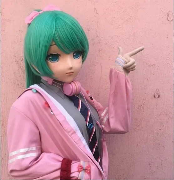 (LiLi Mask-39) Sweet Girl Resin Head Mask Kigurumi Cosplay Japanese Role Play Anime Silicone Kigurumi Mask Crossdresser Doll