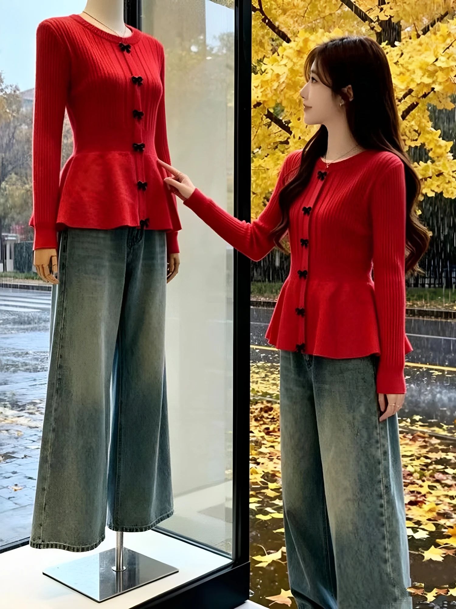 Women's Knitted Button-Up  Knot Sweater Slimming Base Layer Shirt Casual Style Polyester Blend Long Sleeve Top