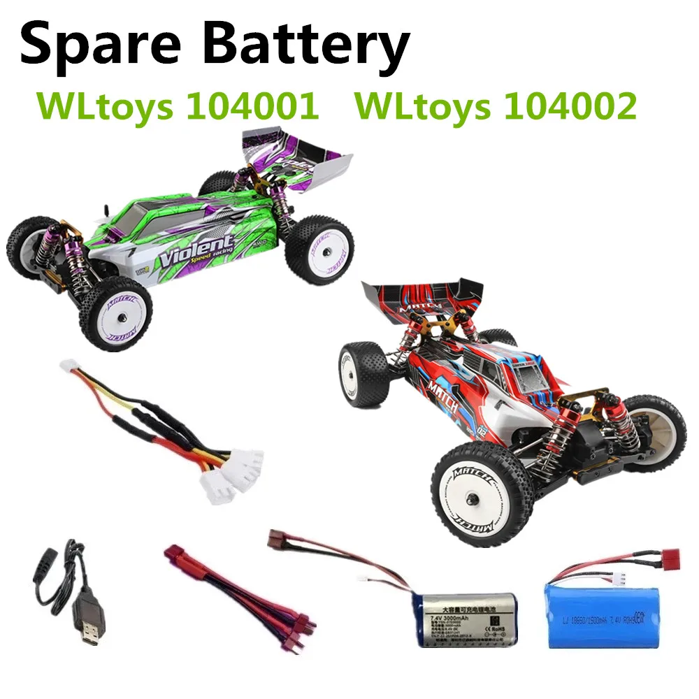 

104001 RC Car Parts Battery 7.4V 1500mAh /3000mAh/ 3 in 1 line Suitable For: WLtoys 104002 RC Car Accessories