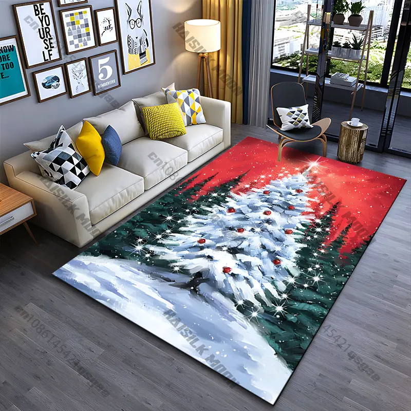 Christmas tree snowy celebration carpet Yoga living room room decor children's crawling mat doormat area rug games mat