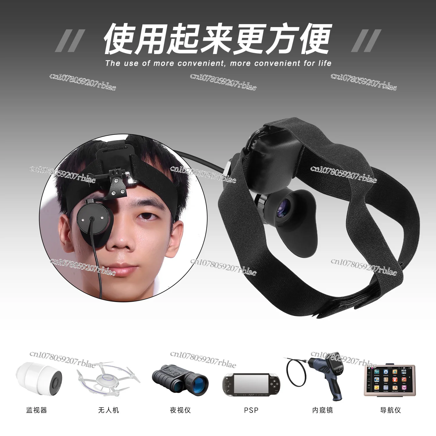 Oled Large Screen Monocular Security Monitoring Head-Mounted Display Supports Brightness Diopter Adjustment 14 Times Eyepiece