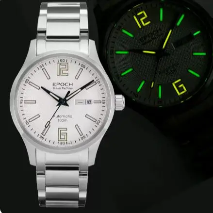 Men Luminous Watch Automatic Mechanical Japan Miyota 21Jewels Sapphire WR100M English and Chinese week EPOCH Military Watch