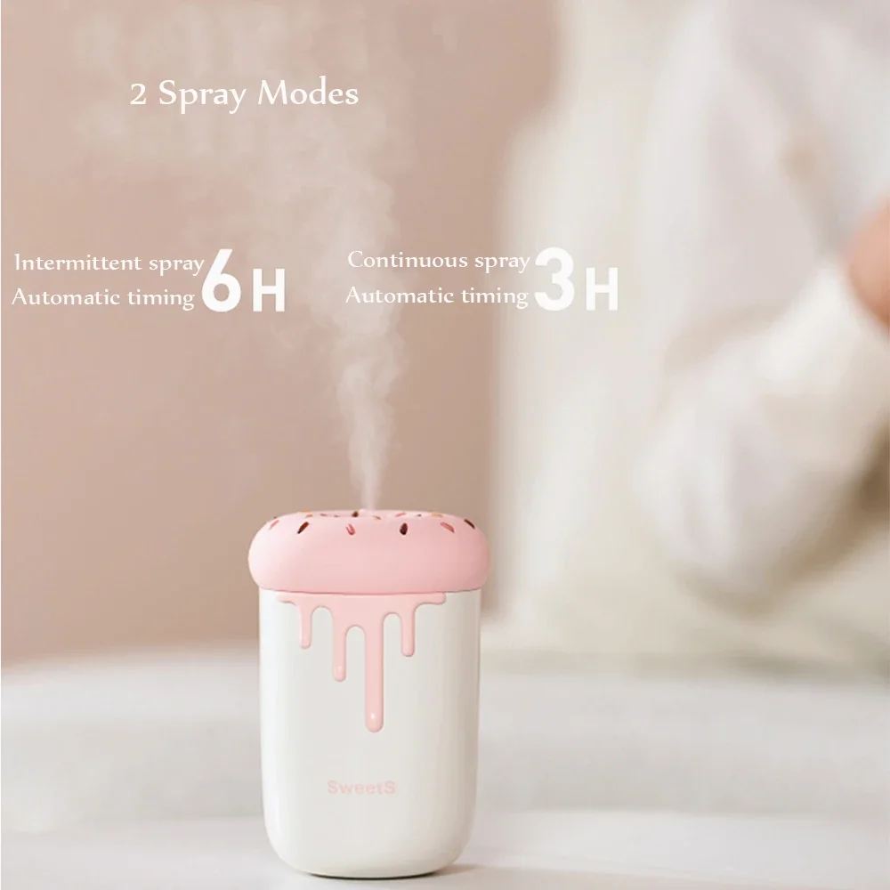 USB with Romantic LED Lamp Ultrasonic Mini Car Water Mist Maker Atomizer 250ml Lovely Donut  Air Humidifier