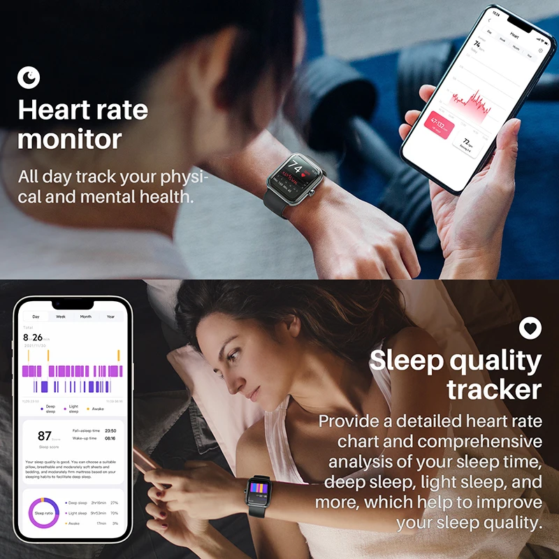 TOZO S2 Smartwatch 5ATM wodoodporny wbudowany opaska monitorująca aktywność fizyczną z monitorem pracy serca kobiety inteligentny zegarek dla Android iOS telefon