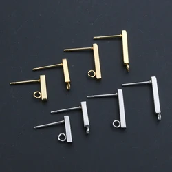 20pcs 10mm 15mm Stainless Steel Earring Hooks Bar Tube Stud Earrings Ear Wires Connector DIY Jewelry Making Findings Supplies