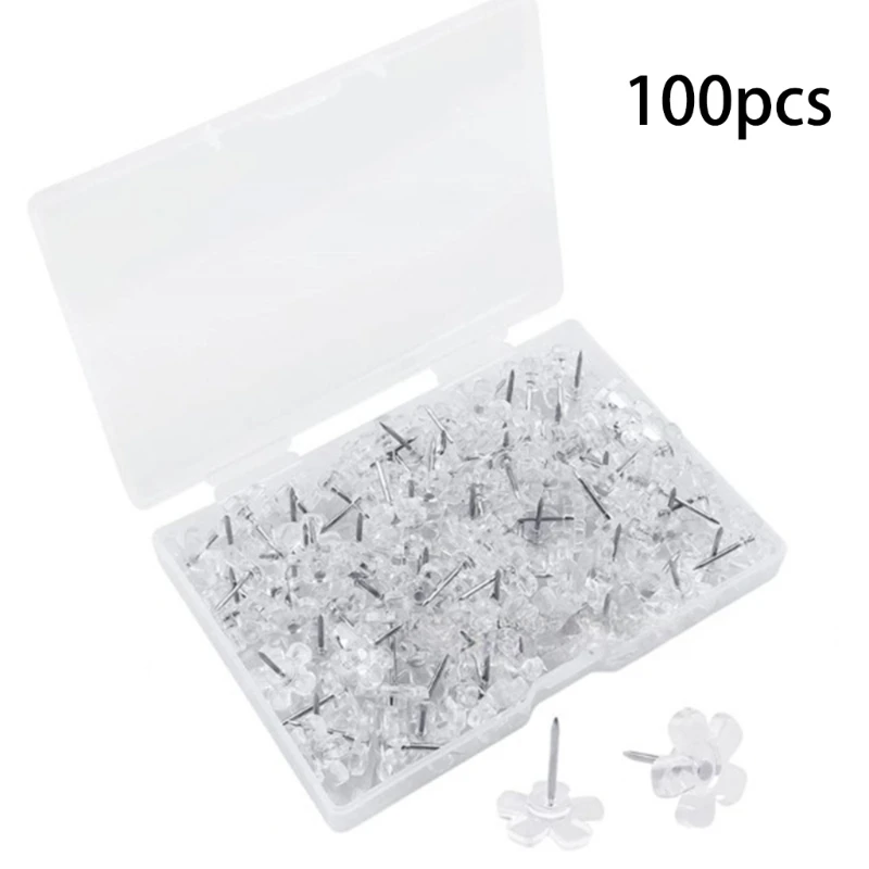 100PCS Flowers Sewing Pins with Clear Box Quilting Pins Flowers-Head Push Pin Map Pins for Fabric Sewing DIY Craft