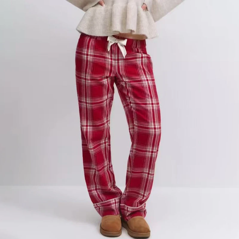 الخريف ملابس حريمي 2 قطعة دعوى موضة ريترو مثير منقوشة القوس ديكور أكمام بروتيل بنطلون السراويل ملابس الشارع الشهير غير رسمية #4