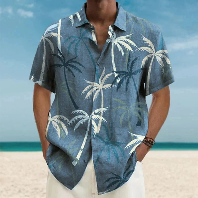 New Men Hawaiian Shirts Short Sleeve Tops Coconut Treeo Graphic 3d Shirt Fashion Streetwear Summer Clothing Men's Blouse Top