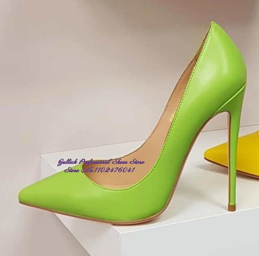 ALMUDENA Dark Green Pink Matte Leather 12cm 10cm 8cm Thin High Heel Shoes Shallow Cut Pointed Toe Wedding Pumps Slip-on Footwear