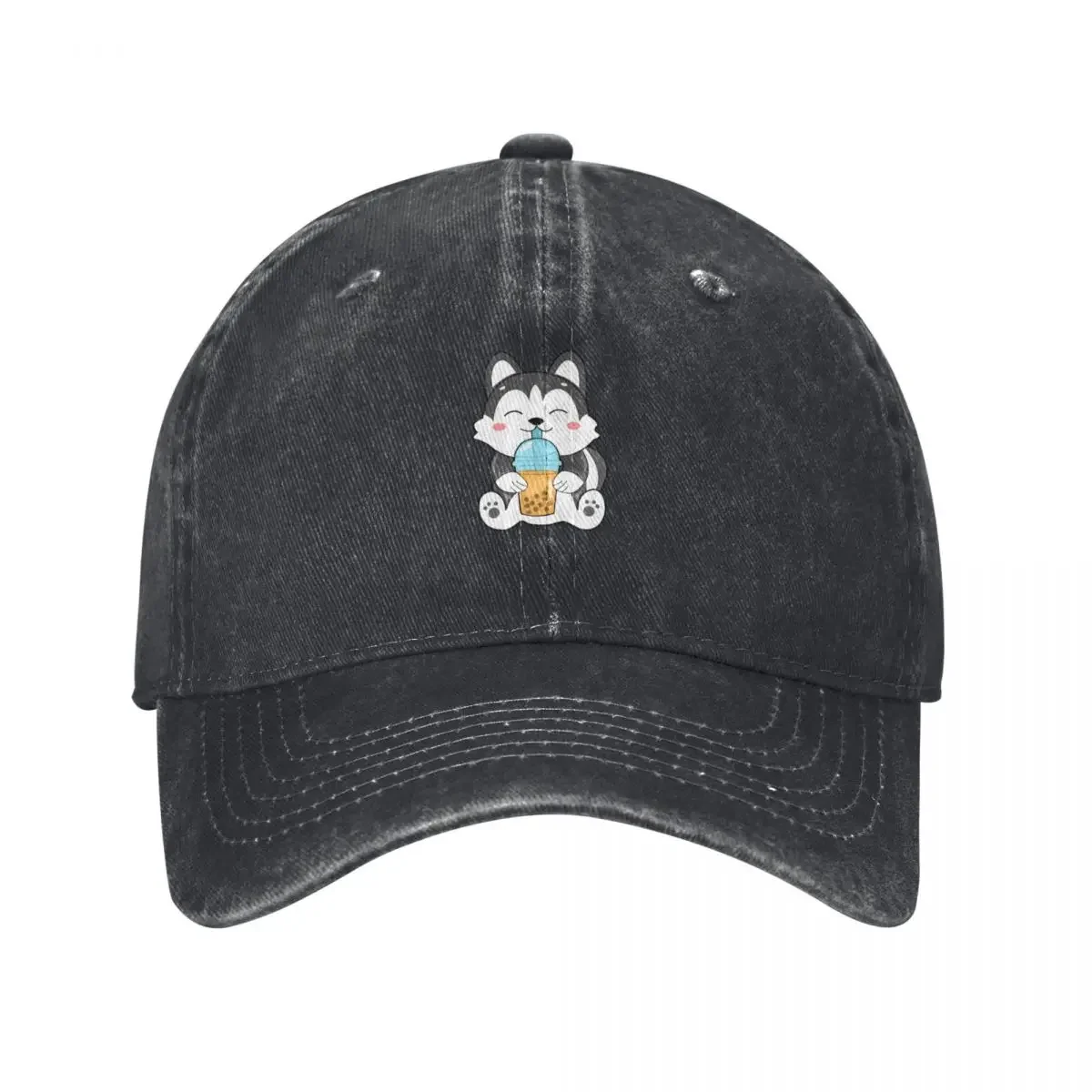 

Cute Siberian Husky Chibi Kawaii Style With Boba Sticker Baseball Cap Icon Vintage western Hat Women's Beach Outlet 2024 Men's